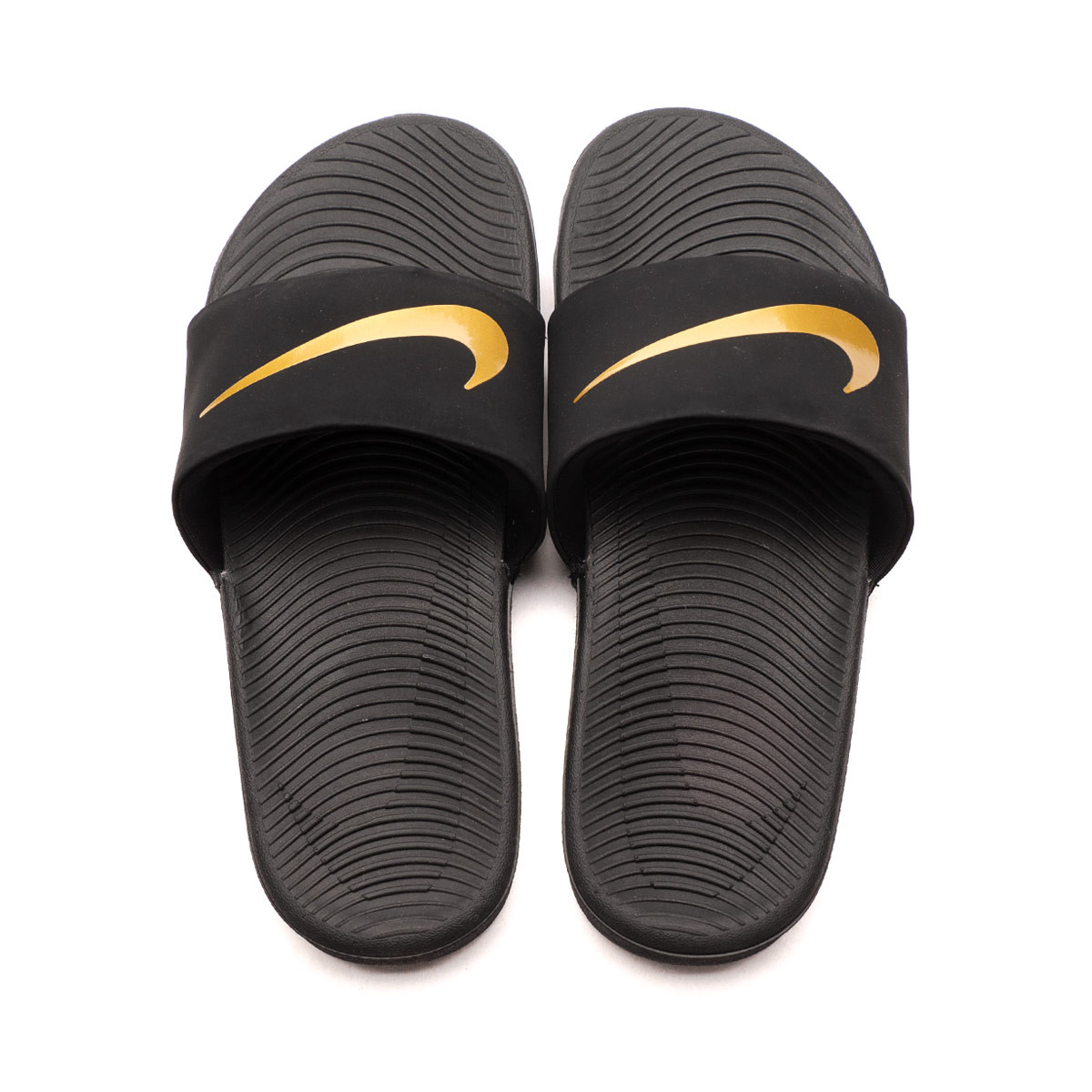 Chanclas Nike Kawa Slide Black-Mtlc Gold - Fútbol Emotion