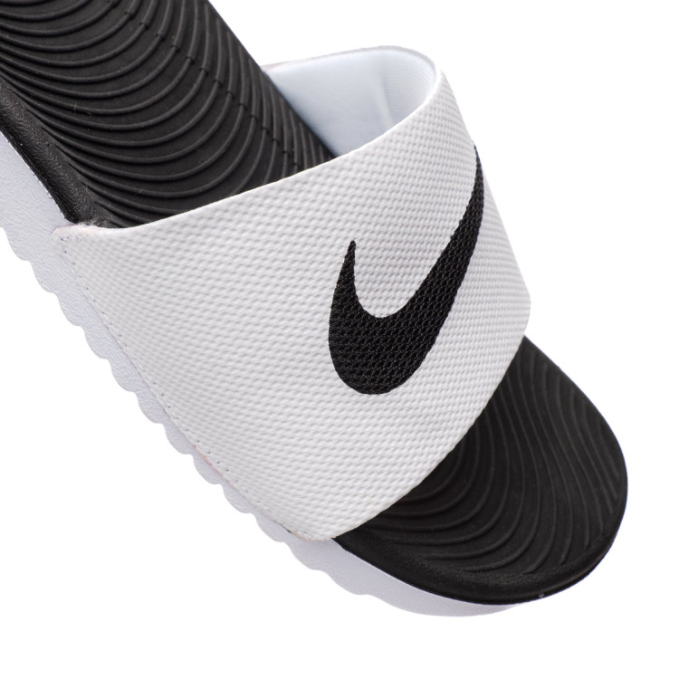 nike kawa slide black and white