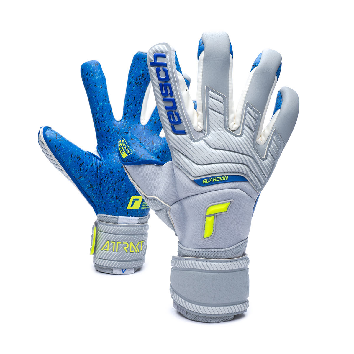 Glove Reusch Attrakt Fusion Guardian Gray-Safety Yellow-Deep Blue -