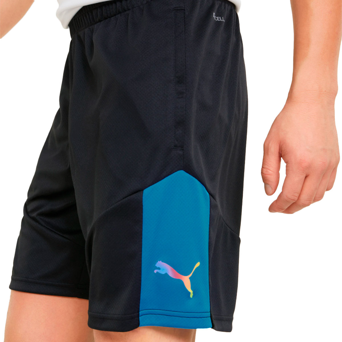 Pantalón corto Puma IndividualFINAL Training Puma Black-Ocean Dive-Deep  Orchid - Fútbol Emotion