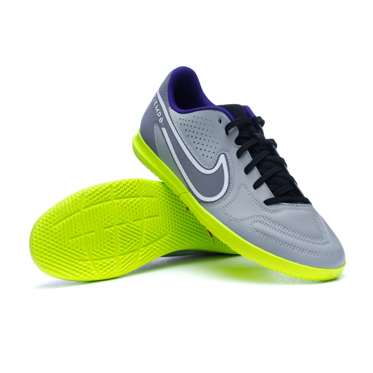 Zapatilla de Fútbol sala Tiempo Legend IC Light Smoke Grey-White-Smoke Grey-Volt - Fútbol Emotion