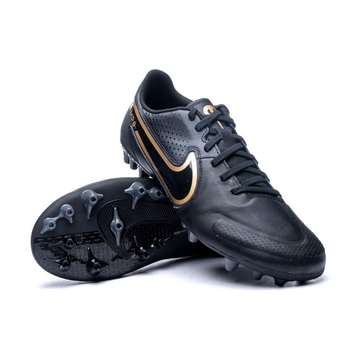 Bota de fútbol Nike Tiempo Legend Academy AG Black-Anthracite-Metallic Gold