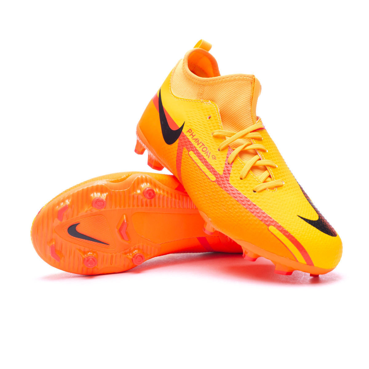 Bota de fútbol Phantom GT2 Academy DF FG/MG Niño Laser Orange-Black-Total Orange - Fútbol Emotion