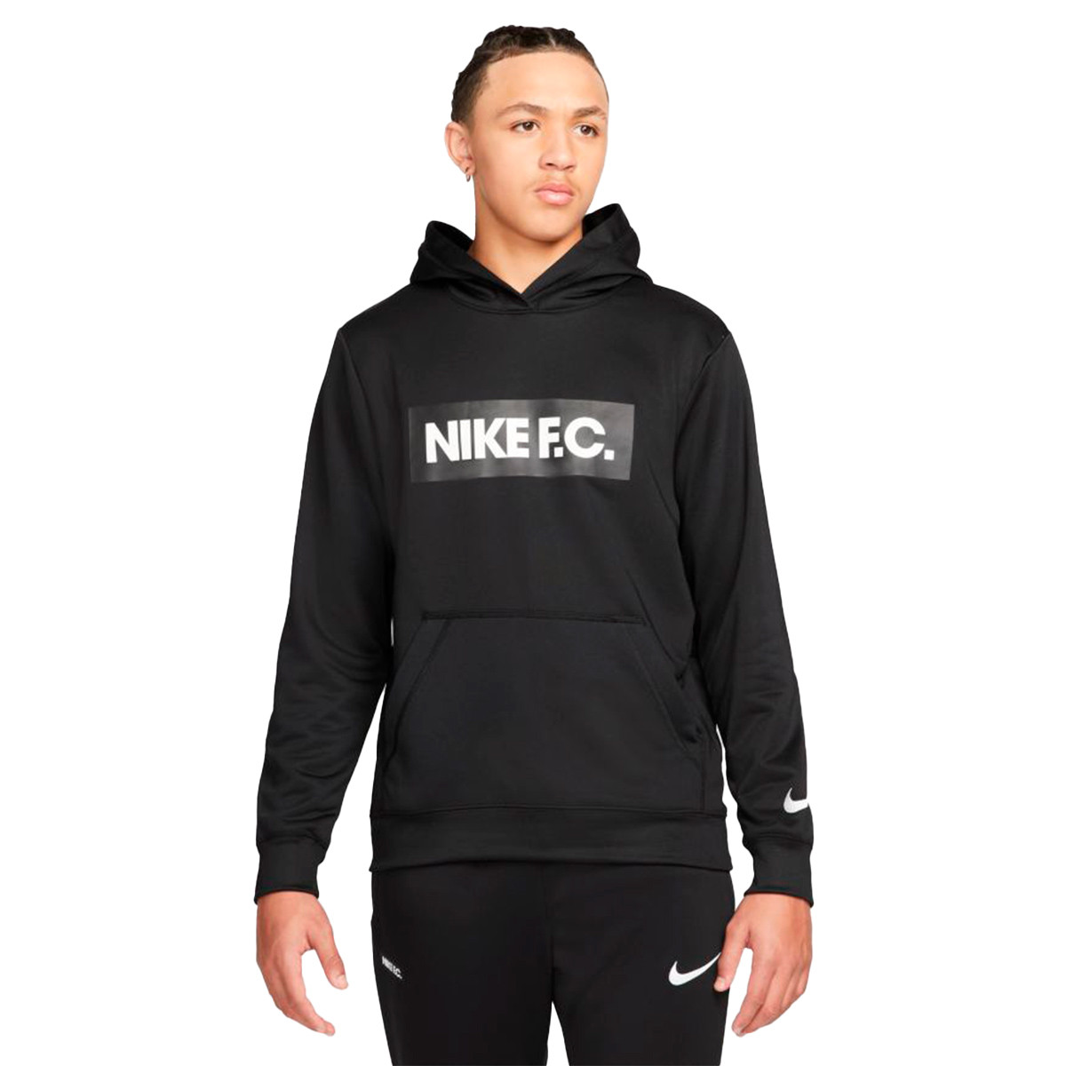Nike Dri-Fit NIKE FC Fleece Hoodie Black-White - Emotion
