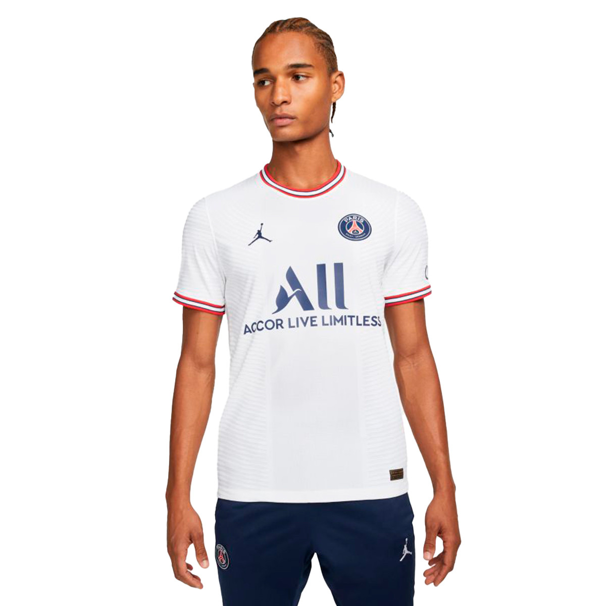 Maglia Nike Jordan x Paris Saint-Germain FC Quarto Kit Match 2021-2022  White-Midnight Navy - Fútbol Emotion