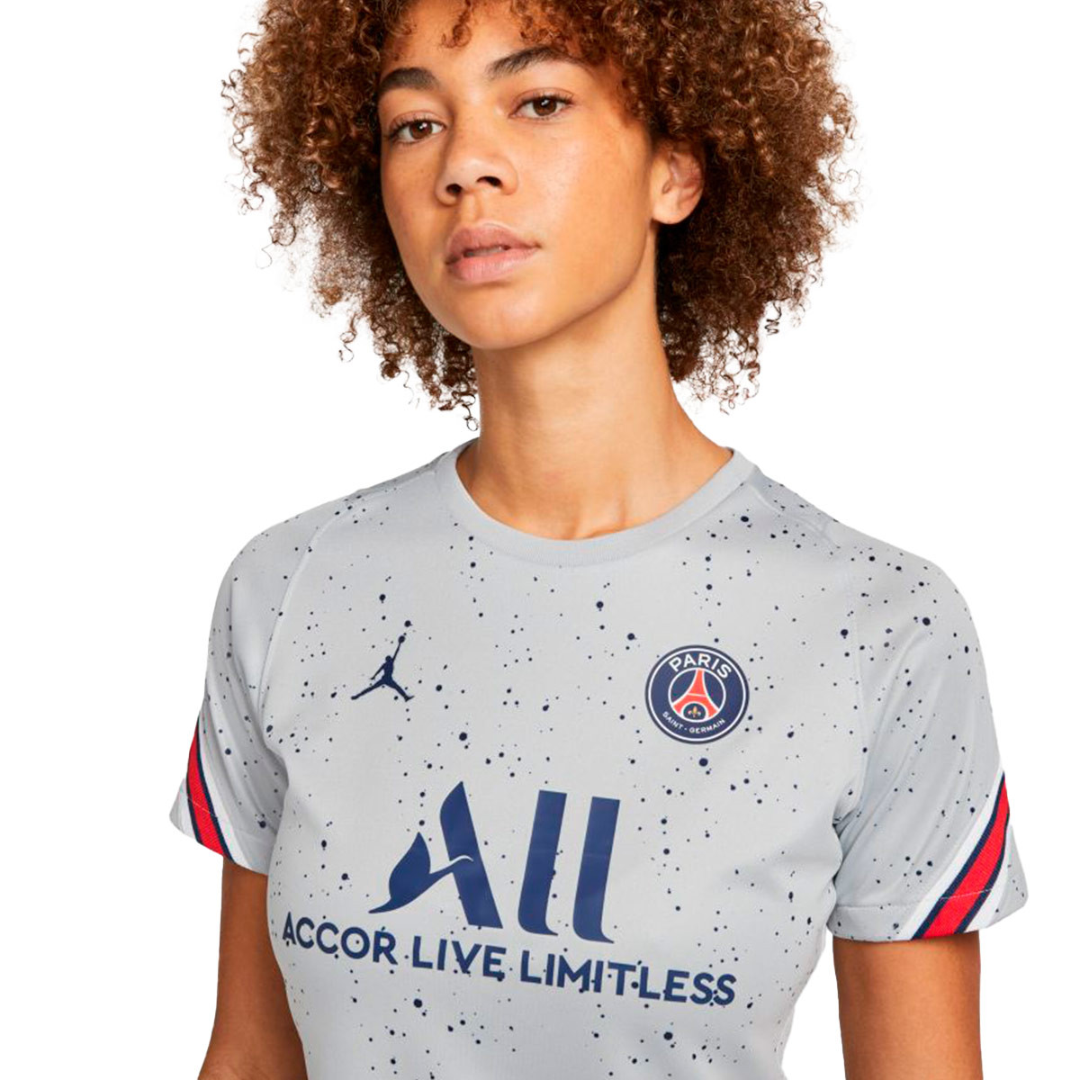 Camiseta Nike Paris Saint-Germain FC x Jordan Training 2021-2022 Mujer Wolf  Grey-Wolf Grey-White-Midnight Navy - Fútbol Emotion