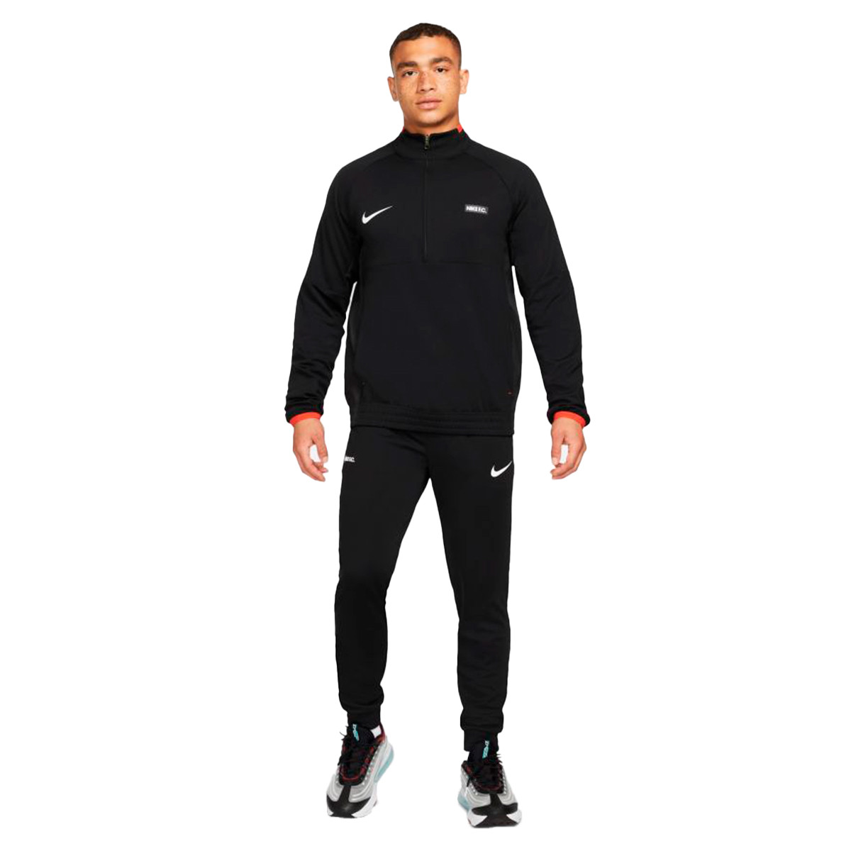 Chándal Fit NIKE FC Libero Drill Suit Black/Black/Habanero Red/(White) - Fútbol Emotion