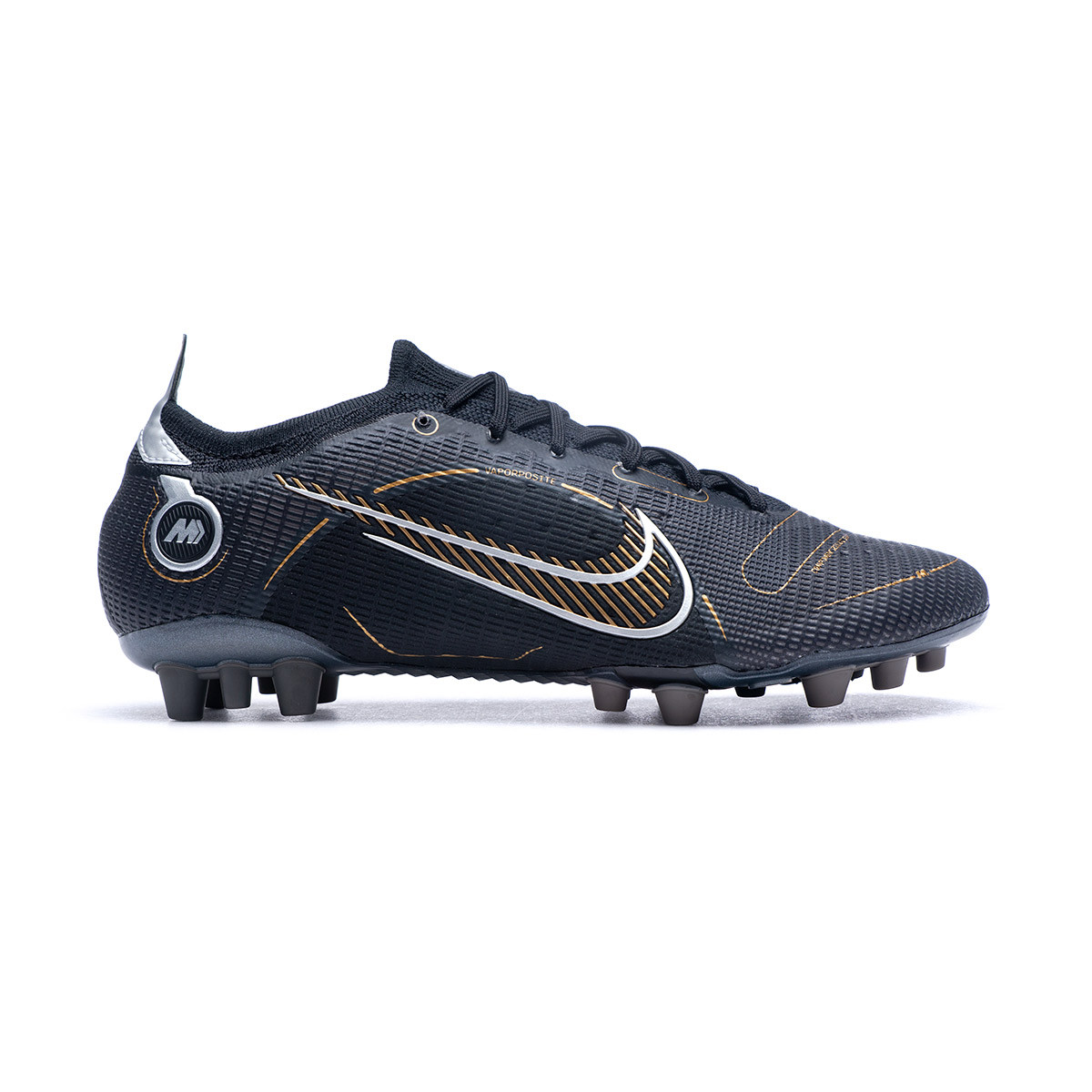 Bota de fútbol Nike Mercurial Vapor 14 Elite AG Black-Metallic Gold-Metallic Silver - Fútbol