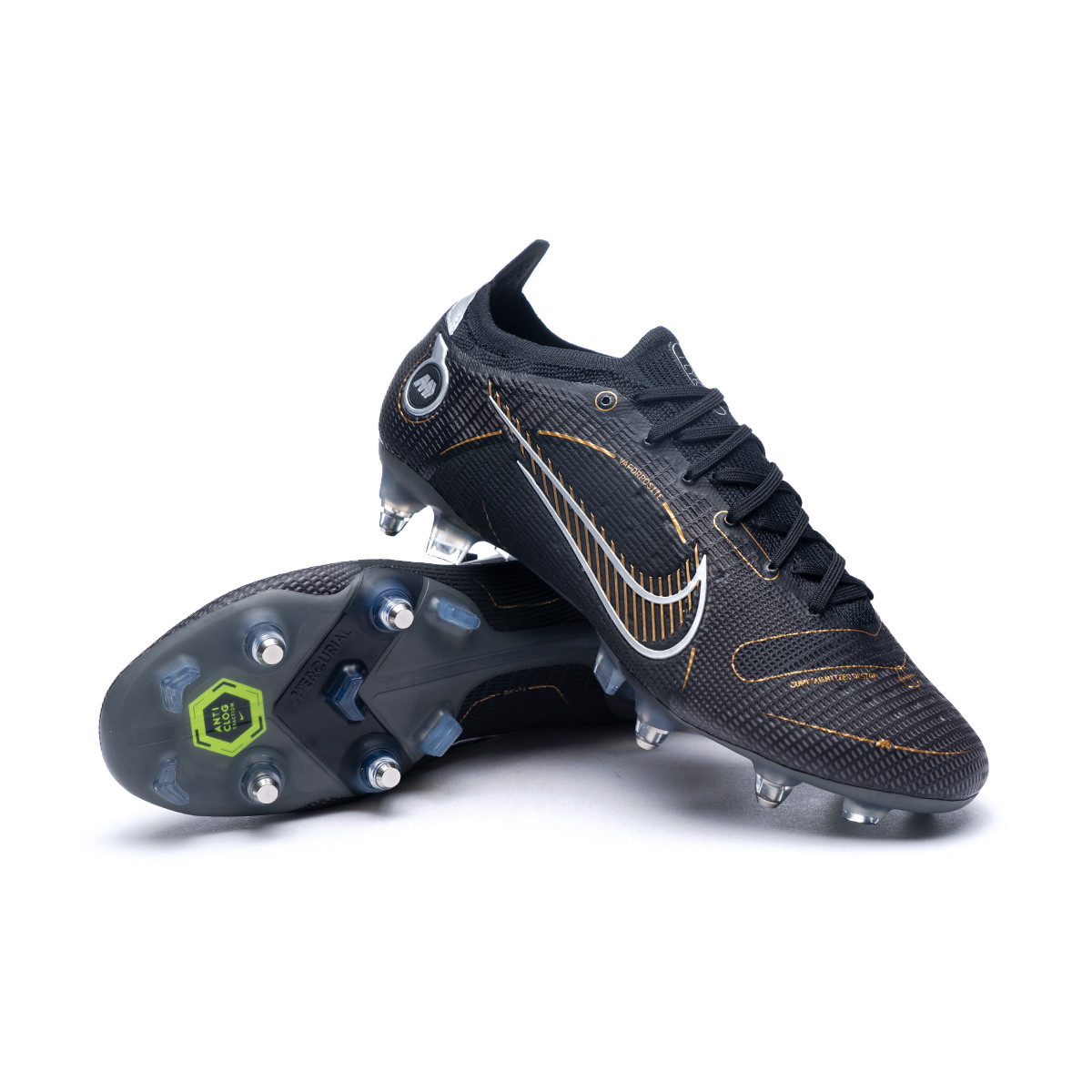 de fútbol Nike Mercurial Vapor 14 Elite SG-Pro AC Black-Metallic Gold-Metallic Silver - Fútbol Emotion