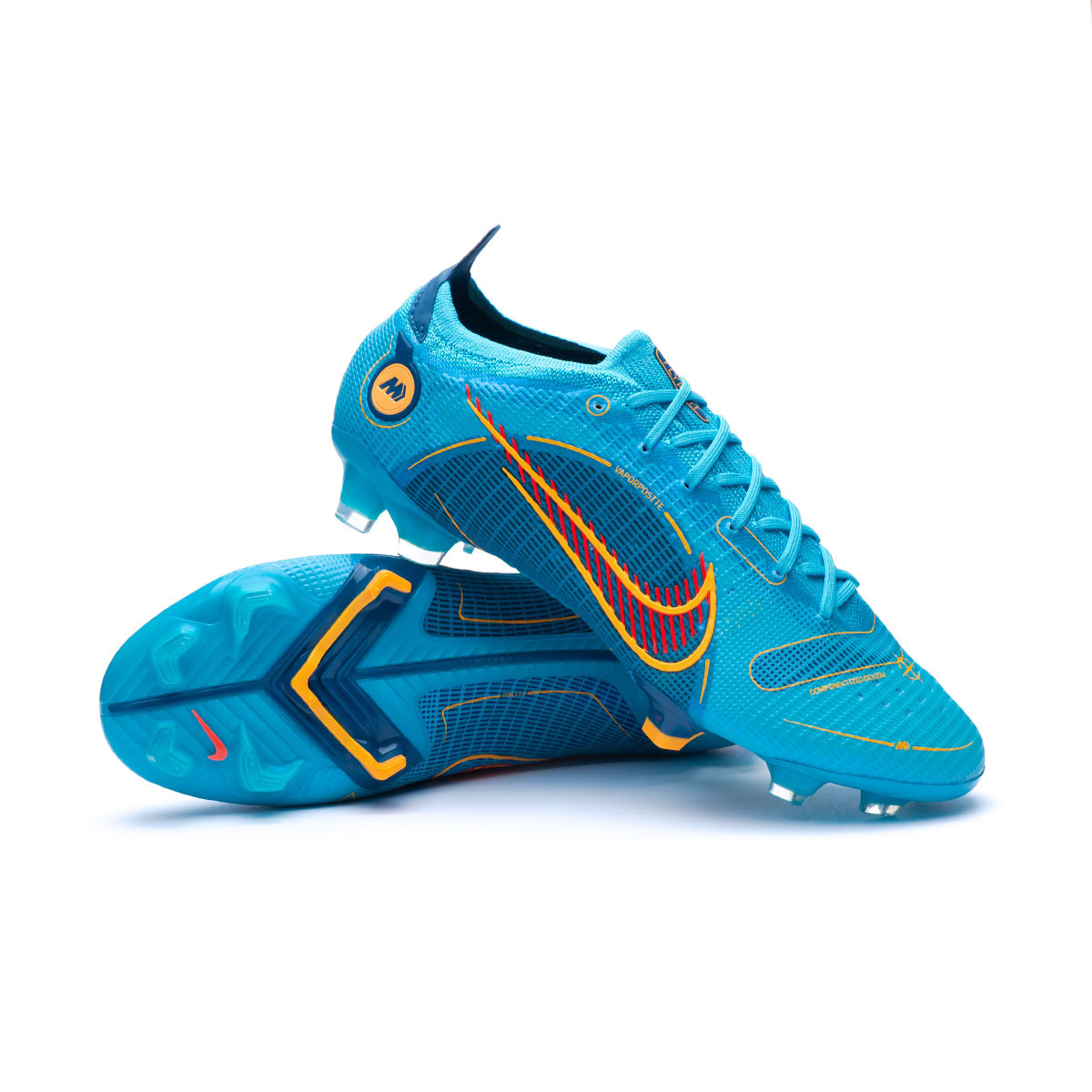 Bota de fútbol Nike Mercurial Vapor Elite FG Chlorine Blue-Laser Orange-Marina - Emotion