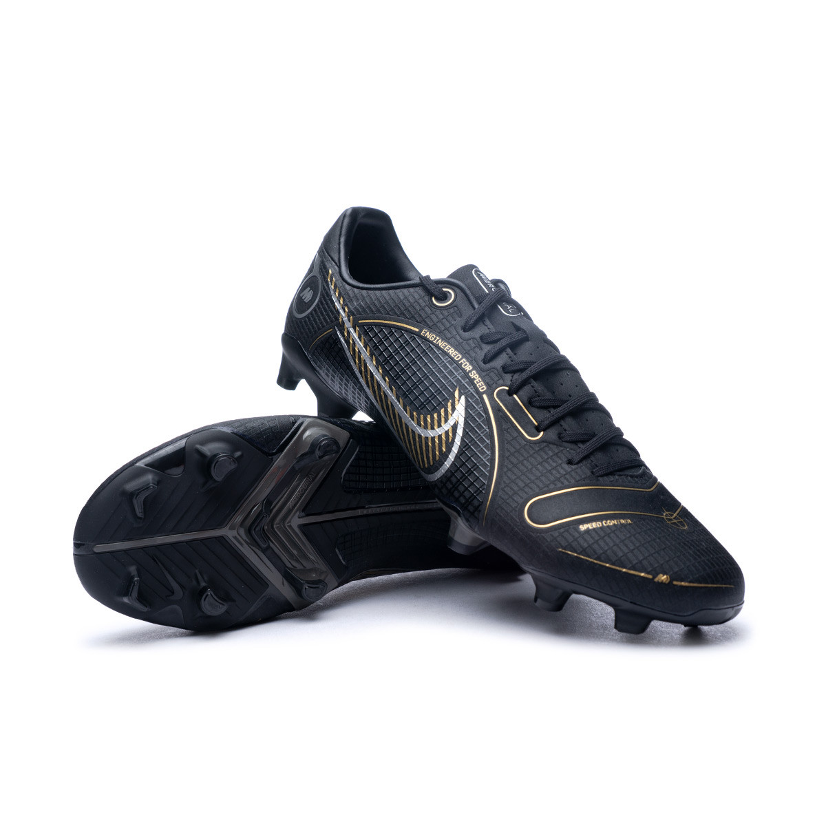 Bota de fútbol Nike Vapor 14 Academy FG/MG Black-Metallic Gold-Metallic Silver - Fútbol