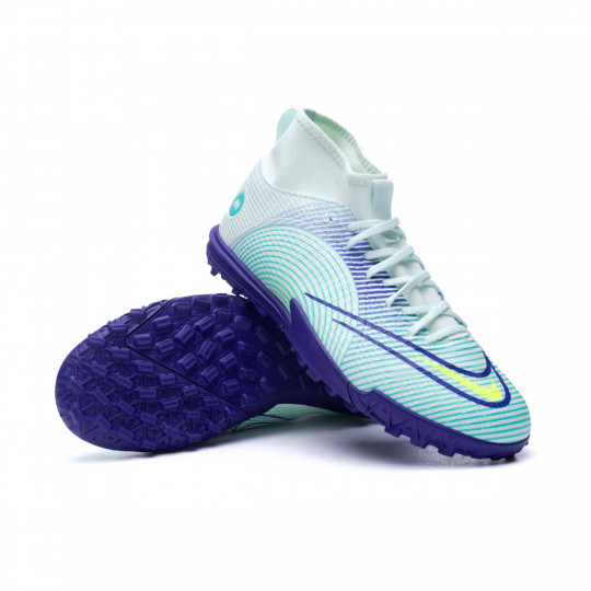 Bota de fútbol Nike Mercurial Superfly 8 Academy MDS Turf Niño Barely  Green-Volt-Electro Purple-Aurora Green - Fútbol Emotion