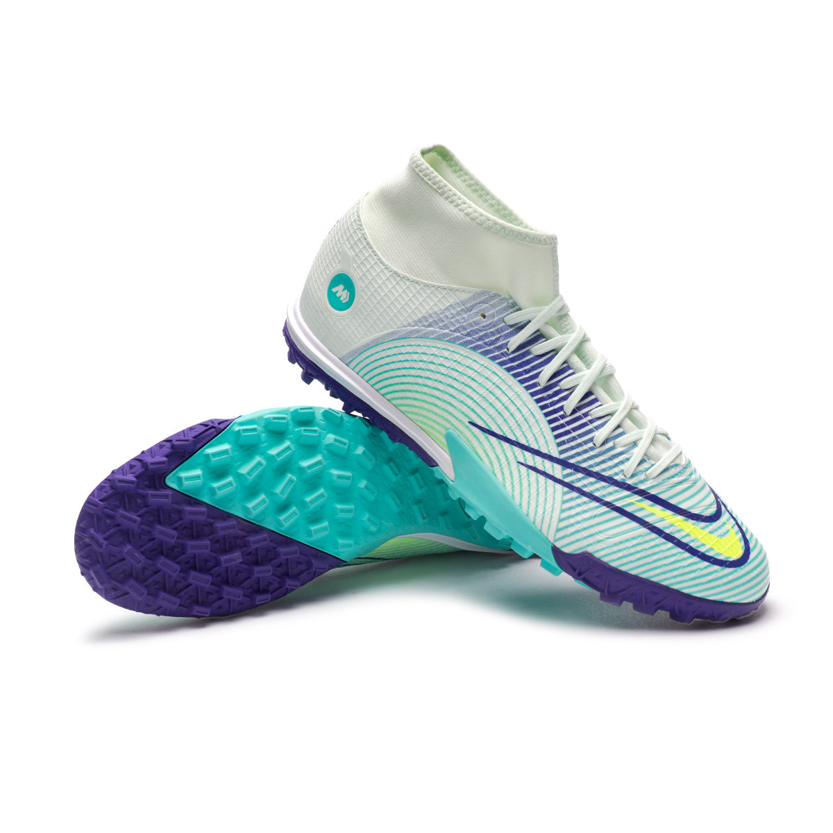 Bota de fútbol Nike Mercurial Superfly Academy Turf Barely Green-Volt-Electro Purple-Aurora Green - Fútbol Emotion