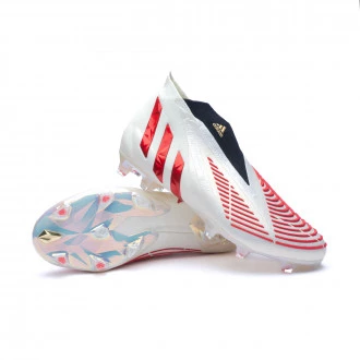 Bota Predator Edge + FG White-Vivid Red-Gold