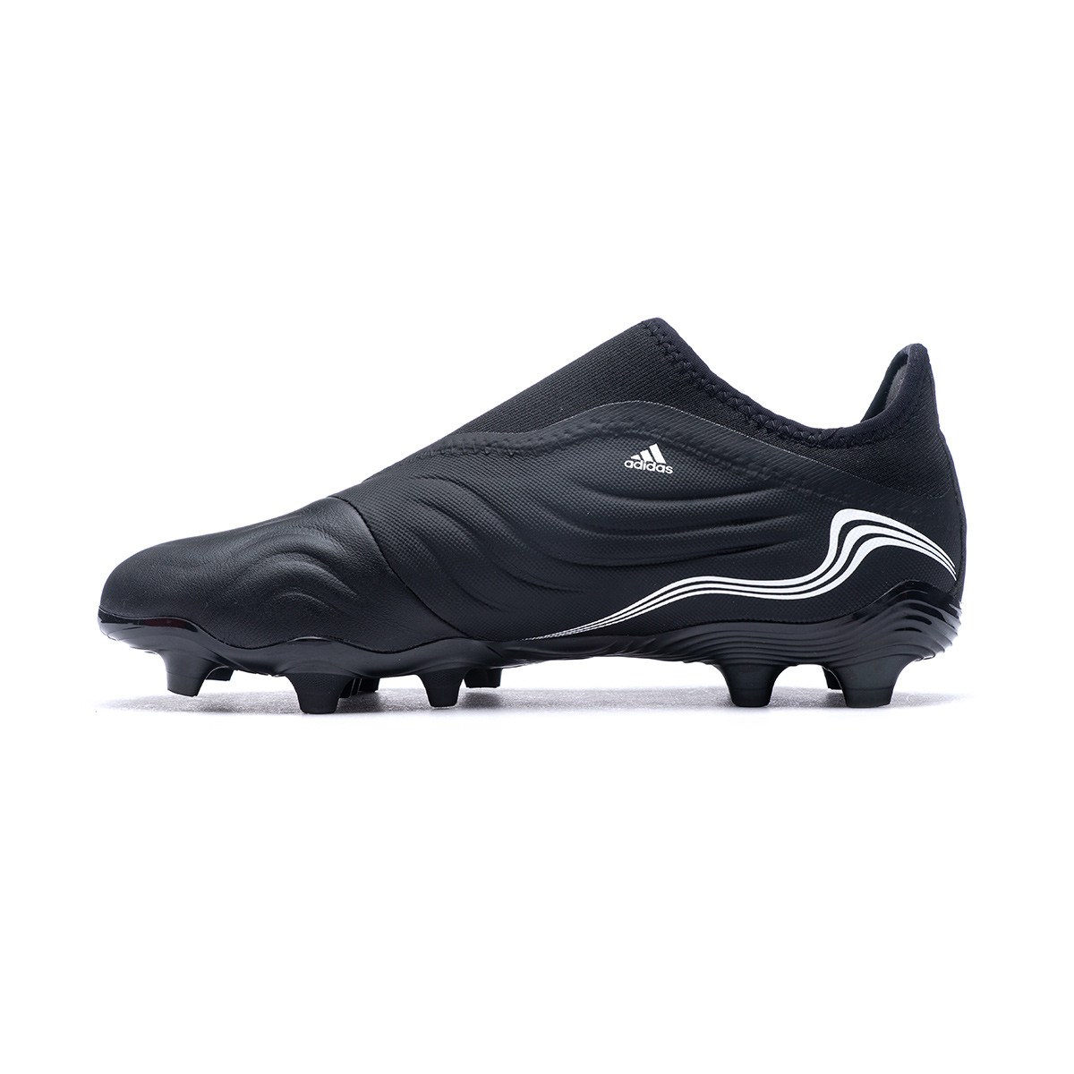 all black laceless football boots