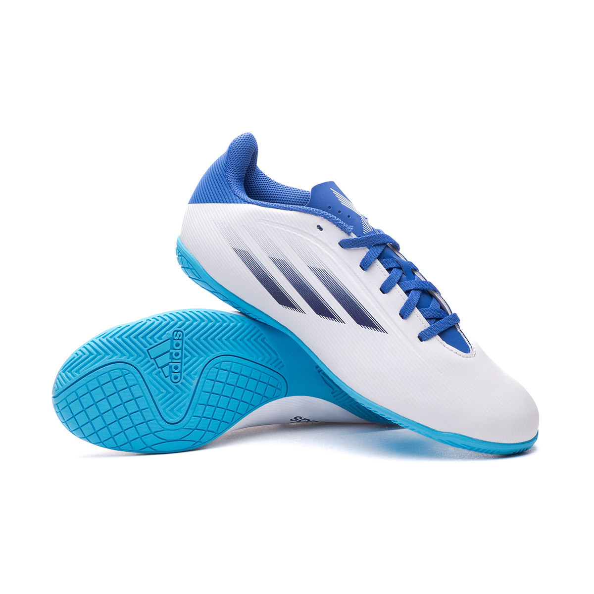 Bounce refrigerator Circular Futsal Shoes adidas X Speedflow .4 IN Sala White-Legacy Indigo-Sky Rush -  Fútbol Emotion