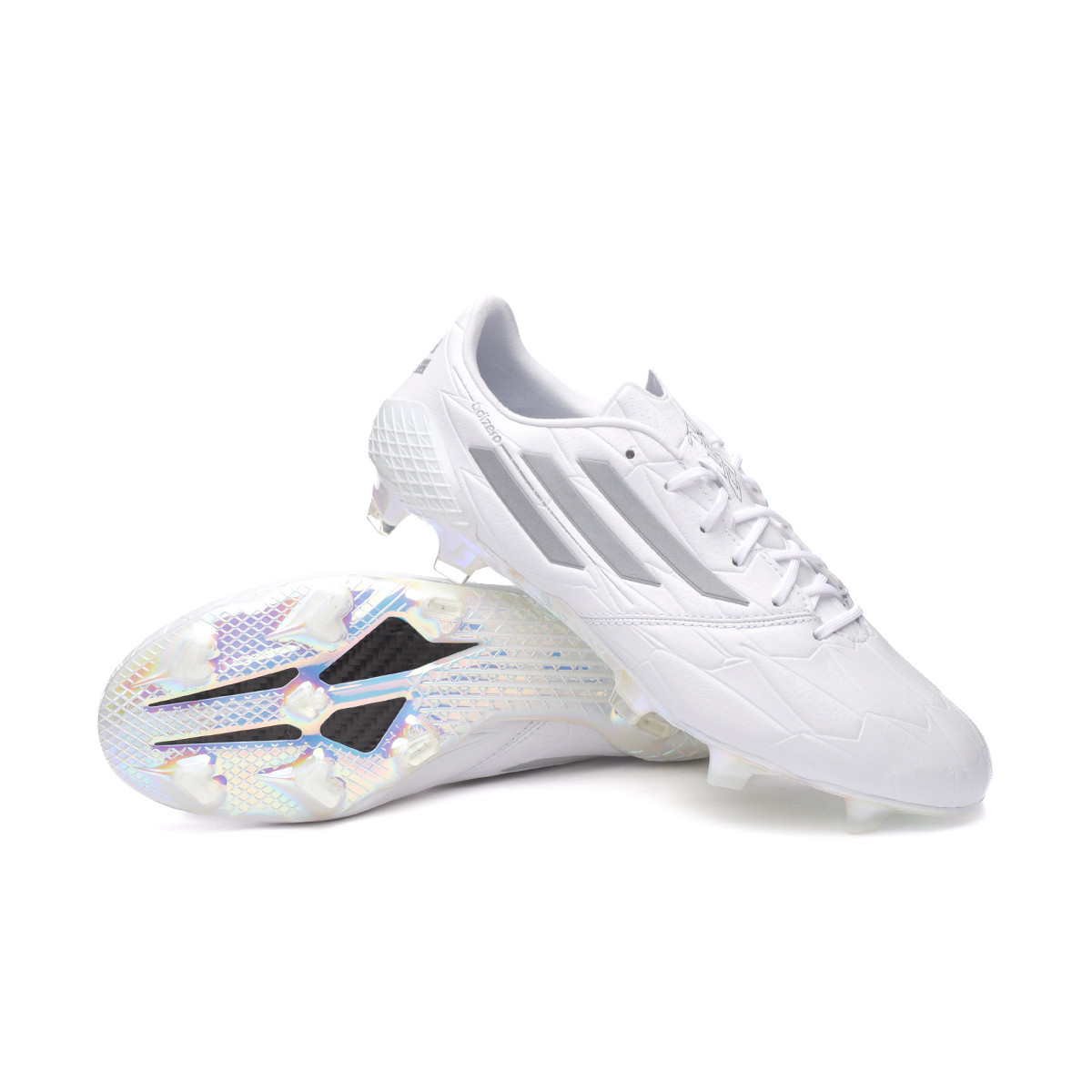 Portero Mecánicamente Registro Bota de fútbol adidas F50 Adizero IV LEA FG White-Silver Metallic - Fútbol  Emotion