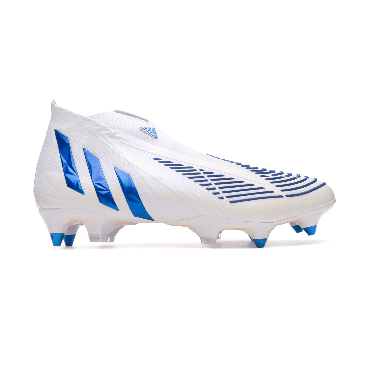 white and blue adidas boots