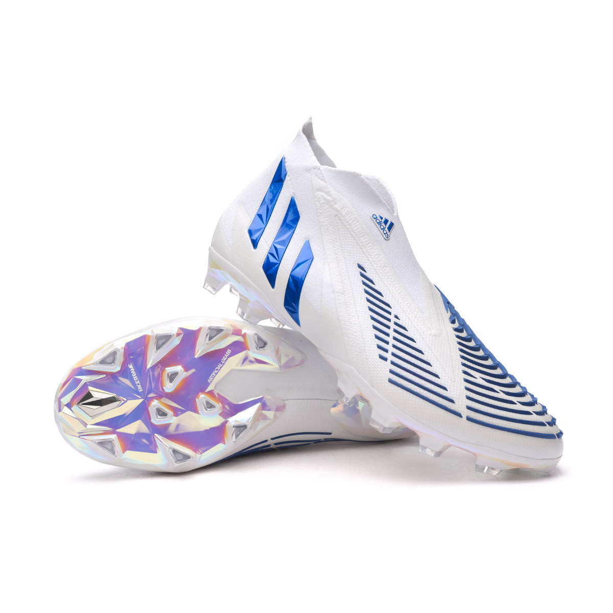 túnel pálido adolescentes Football Boots adidas Predator Edge + AG White-Hi-Res Blue - Fútbol Emotion