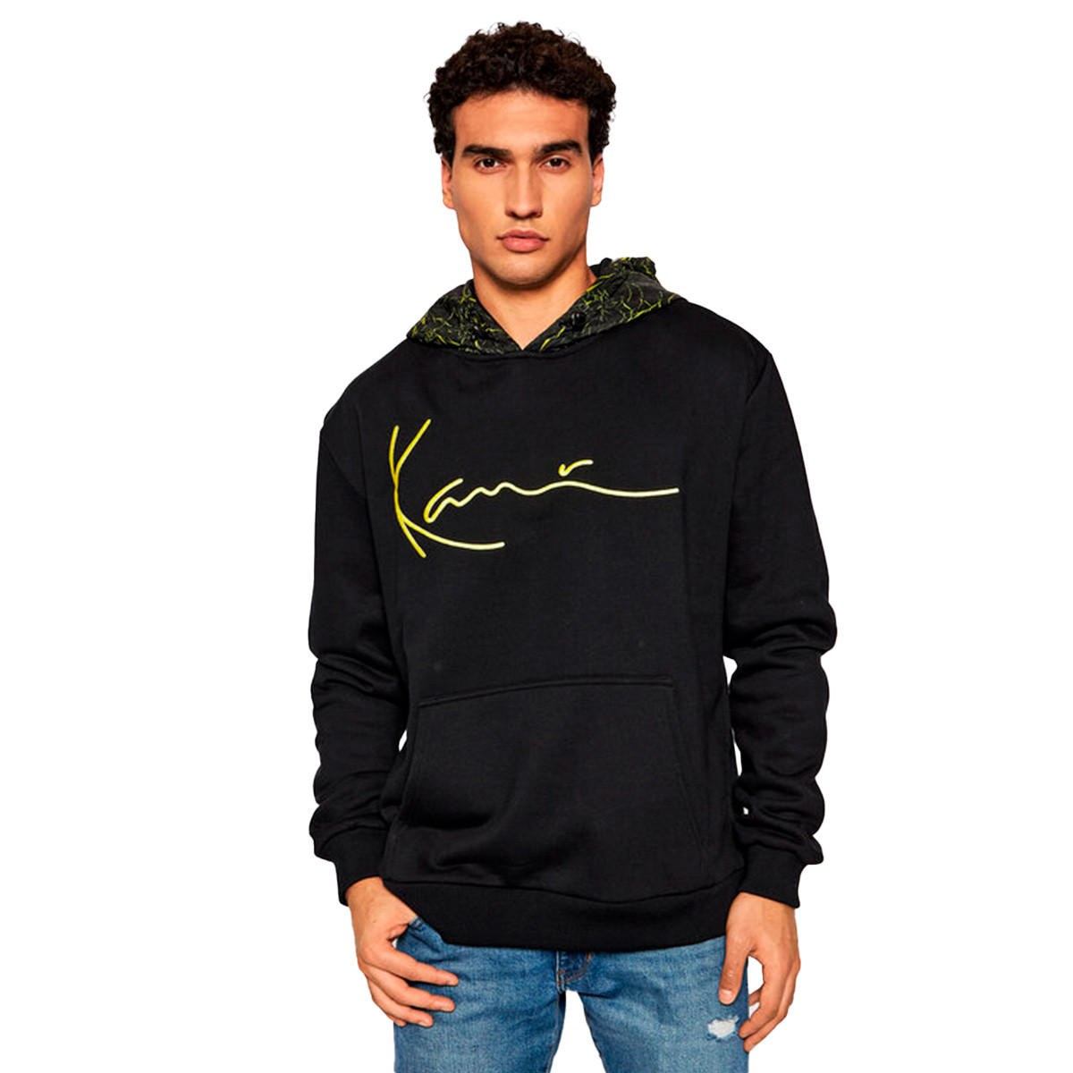 Sudadera Karl Kani Signature Patch Hoodie black/ yellow Black - Fútbol  Emotion