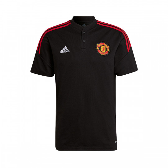 Manchester United Official Football Boys Crest Polo T-shirt Top Jersy Red/Black 