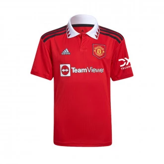 T-Shirt Manchester United FC Primeiro Equipamento 2022-2023 Criança Real Red
