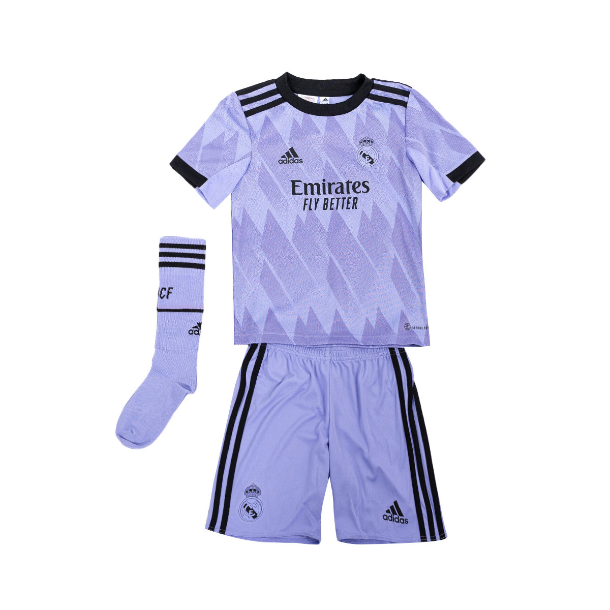 Kit Adidas Kids Real Madrid CF Away Kit 2022-2023 Light Purple Bottom ...