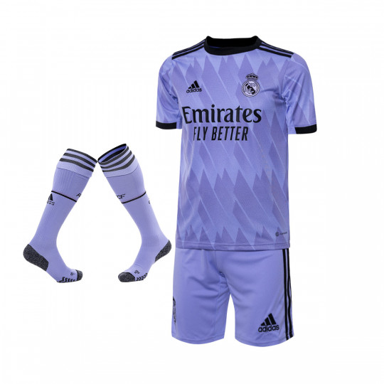 pulmón formato encender un fuego Conjunto adidas Real Madrid CF Segunda Equipación 2022-2023 Niño Light  Purple Bottom-Light Purple - Fútbol Emotion