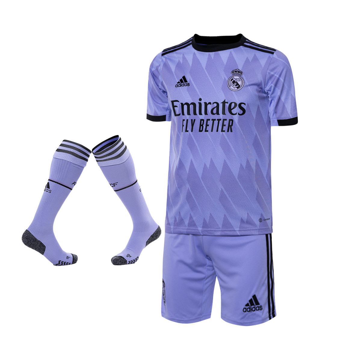 Conjunto adidas Real Madrid CF Segunda Equipación 2022-2023 Niño Light Purple Bottom-Light Purple Fútbol Emotion