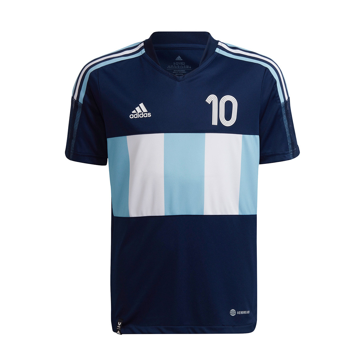 MAGLIA ADIDAS BLU GIROCOLLO CON INSERTI PANNA E VERDI SULLE MANICHE  VESTIBILITA COMODA