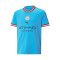 Camiseta Manchester City FC Primera Equipación Replica 2022-2023 Niño Light Blue-Intense Red