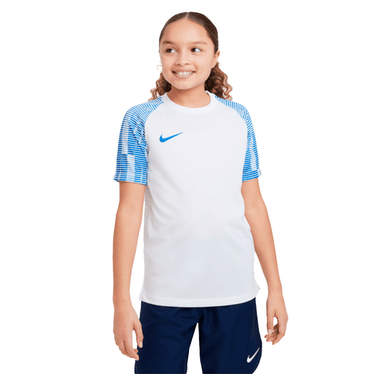 Camiseta Dri-Fit Academy Niño White-Royal Blue - Fútbol Emotion