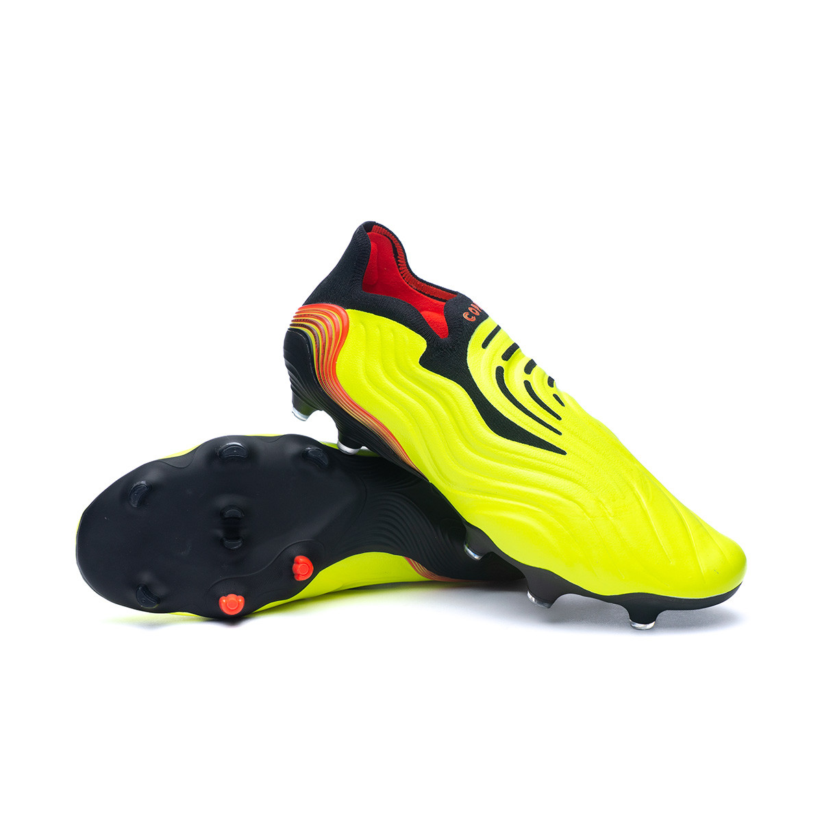 Anuncio Tomar represalias consumidor Bota de fútbol adidas Copa Sense + FG Solar Yellow-Solar Red-Black - Fútbol  Emotion