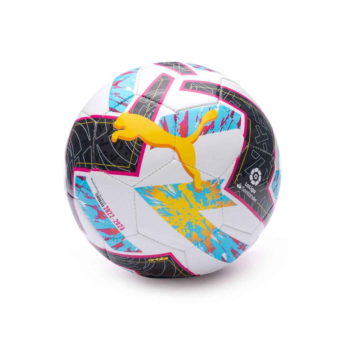raqueta cesar girasol Ball Puma Mini LaLiga 1 Orbita MS 2022-2023 White-Beetroot Purple-Blue  Atoll - Fútbol Emotion