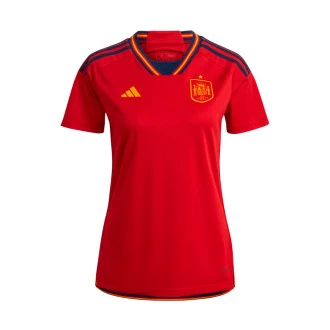 Camiseta España Primera Equipación Mundial Qatar 2022 Mujer Power Red-Navy Blue