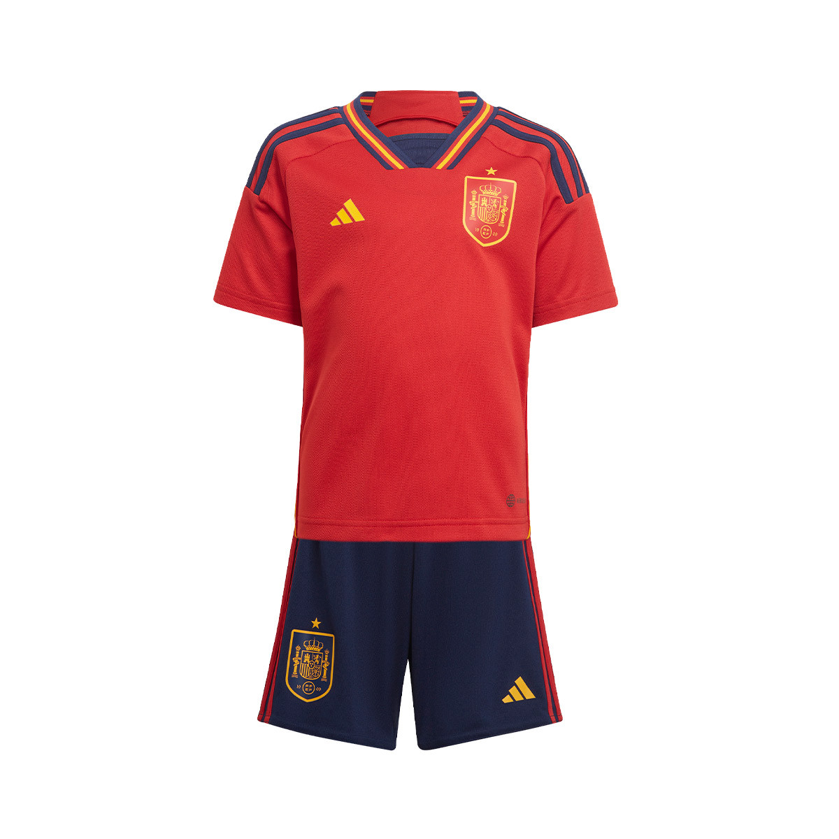 Conjunto España Primera Equipación Mundial Qatar 2022 Niño Power Red-Navy Blue Bottom - Fútbol Emotion