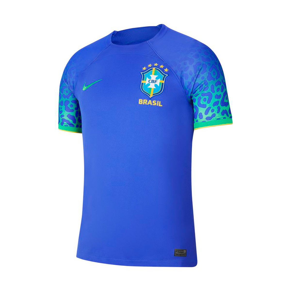 Camiseta Brasil Segunda Equipación Stadium Mundial Qatar 2022 Paramount Blue-Green Spark-Dynamic Yellow - Fútbol Emotion