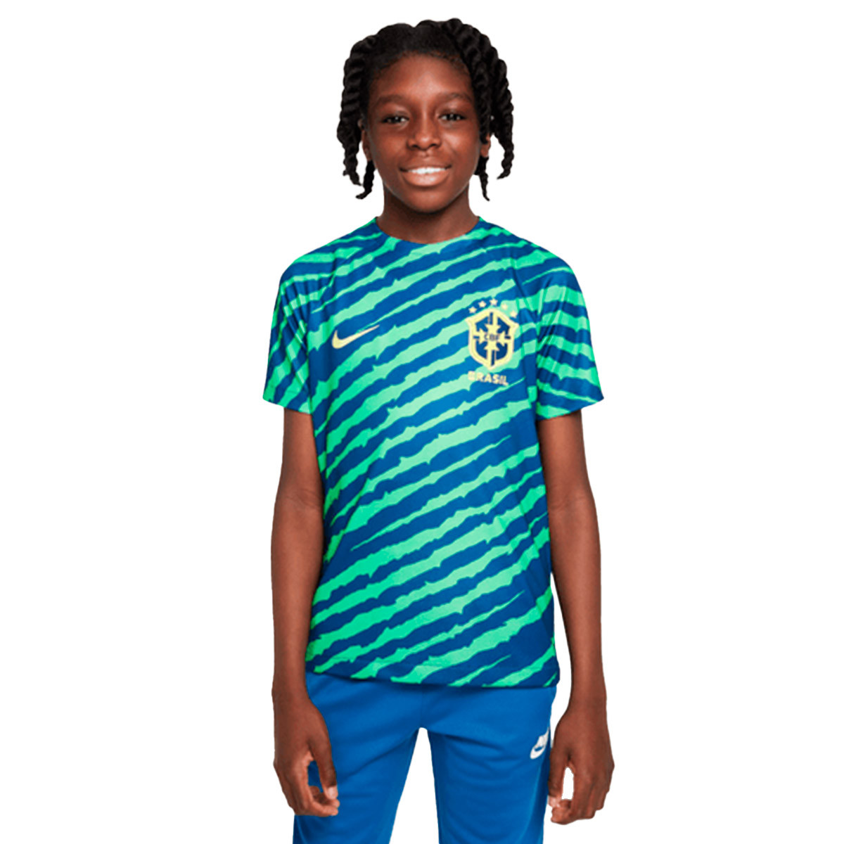 Camiseta Brasil Pre-Match Qatar 2022 Niño Coastal Blue-Coastal Blue Fútbol Emotion