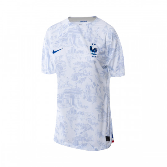Maglia Nike Francia Secondo kit Stadium Mondiale Qatar 2022 Donna Bianco Futbol Emotion