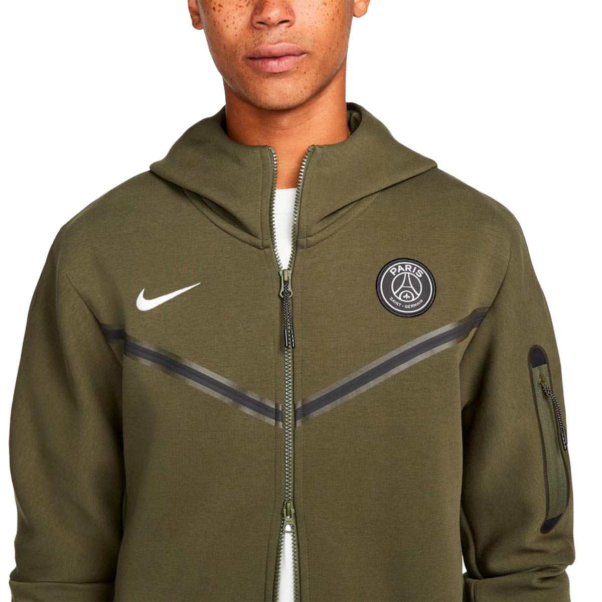 Paris Saint-Germain Zip Thru Hoodie - Khaki