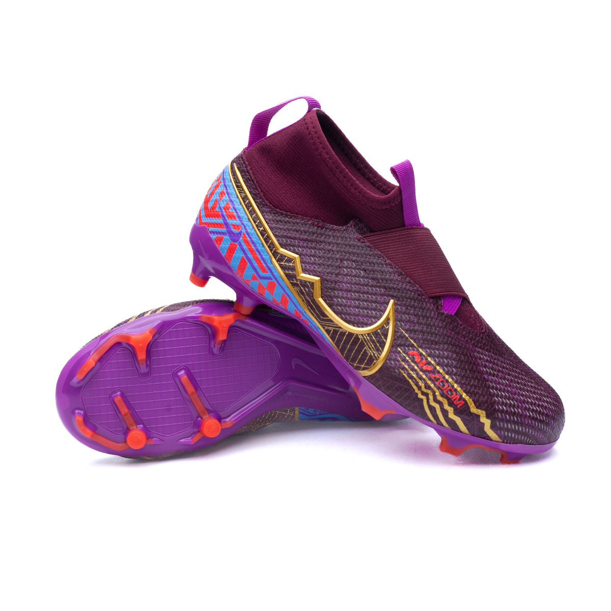 Bota de fútbol Nike Air Zoom Superfly 9 Pro Mbappé FG Niño Dark Beetroot-Metallic Vivid Gold - Fútbol Emotion