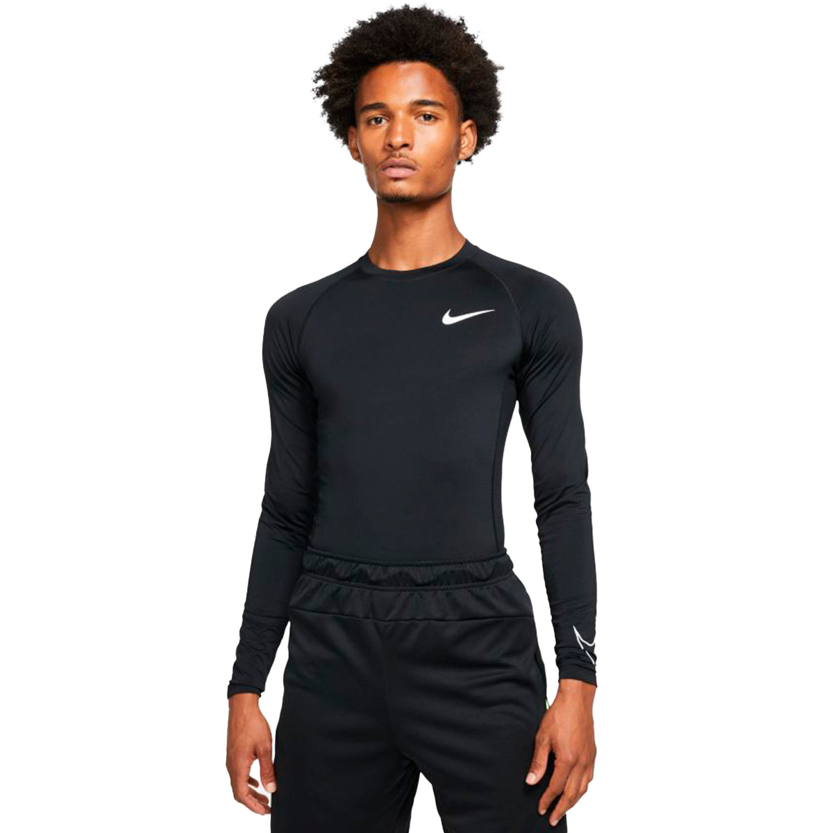 bordado acantilado Vibrar Camiseta Nike Dri-Fit Nike Pro LS Tight Black-White - Fútbol Emotion