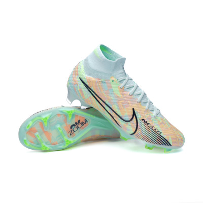 Bota de Nike Air Mercurial Superfly 9 Elite FG Barely Green-Blackened Blue-Total Orange - Fútbol Emotion