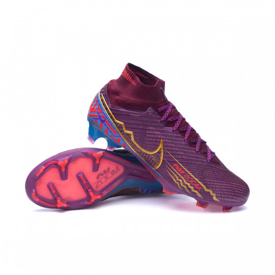 Bota de fútbol Nike Air Superfly 9 Elite Mbappé FG Dark Beetroot-Metallic Vivid Gold - Fútbol Emotion