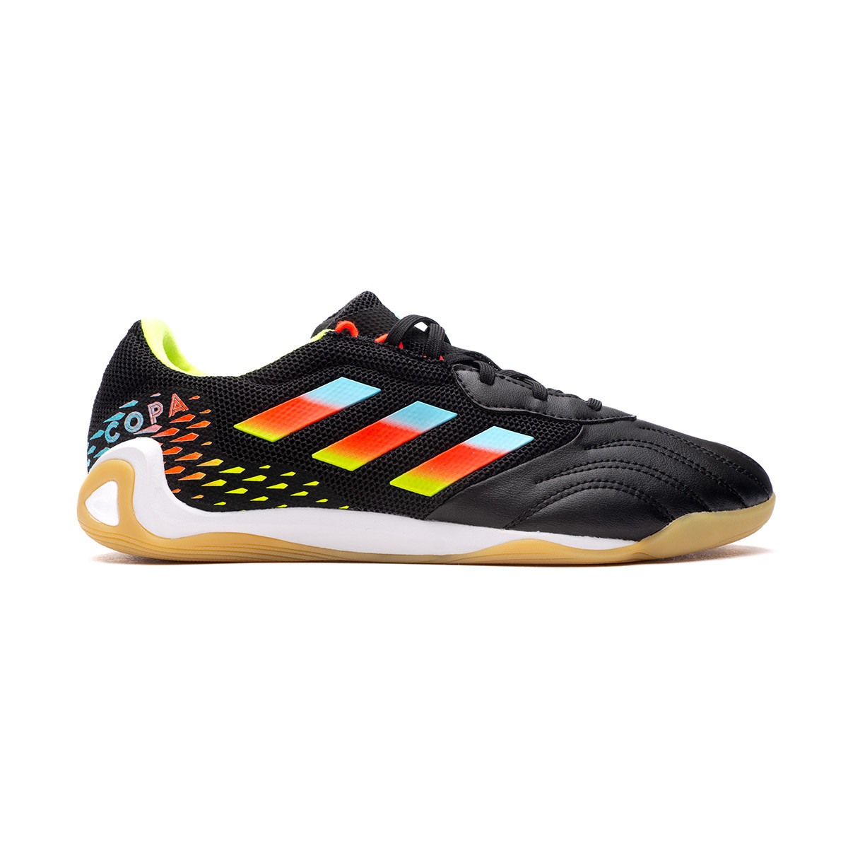 Indoor boots adidas Copa Sense .3 IN Sala Core Black-Bright Cyan-Solar  Yellow - Fútbol Emotion