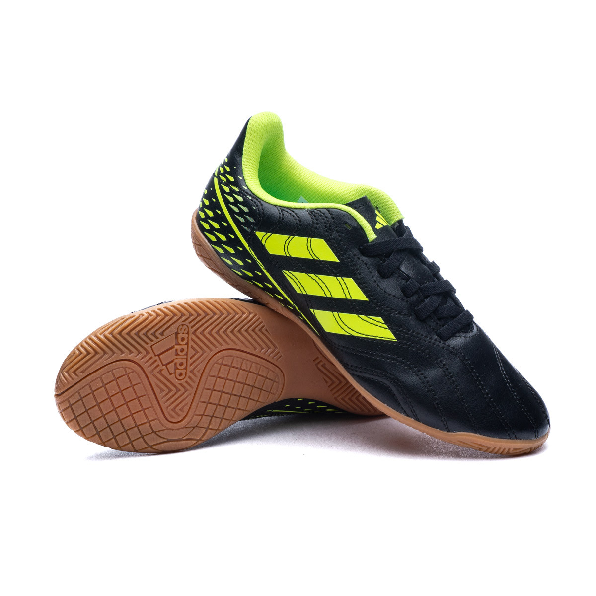 Indoor boots adidas Kids Sense .4 IN Sala Core Black-Solar Yellow-Bright Cyan - Fútbol Emotion