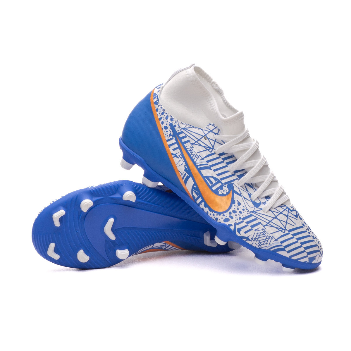 Bota de Nike Mercurial Superfly 9 Club CR7 FG/MG Niño White-Metallic Cooper-Concord - Fútbol