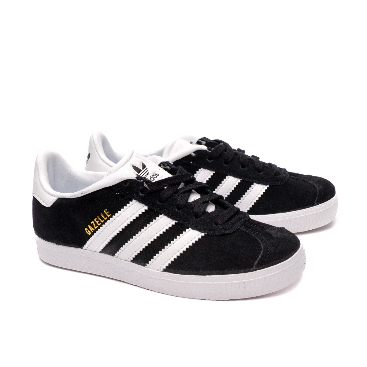 Bandido Tanzania silbar Trainers adidas Gazelle Niño Core Black- White-Gold Met - Fútbol Emotion