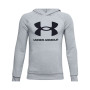 UA Rival Fleece Hoodie Niño Mod Siva Svijetlo Heather-Crna