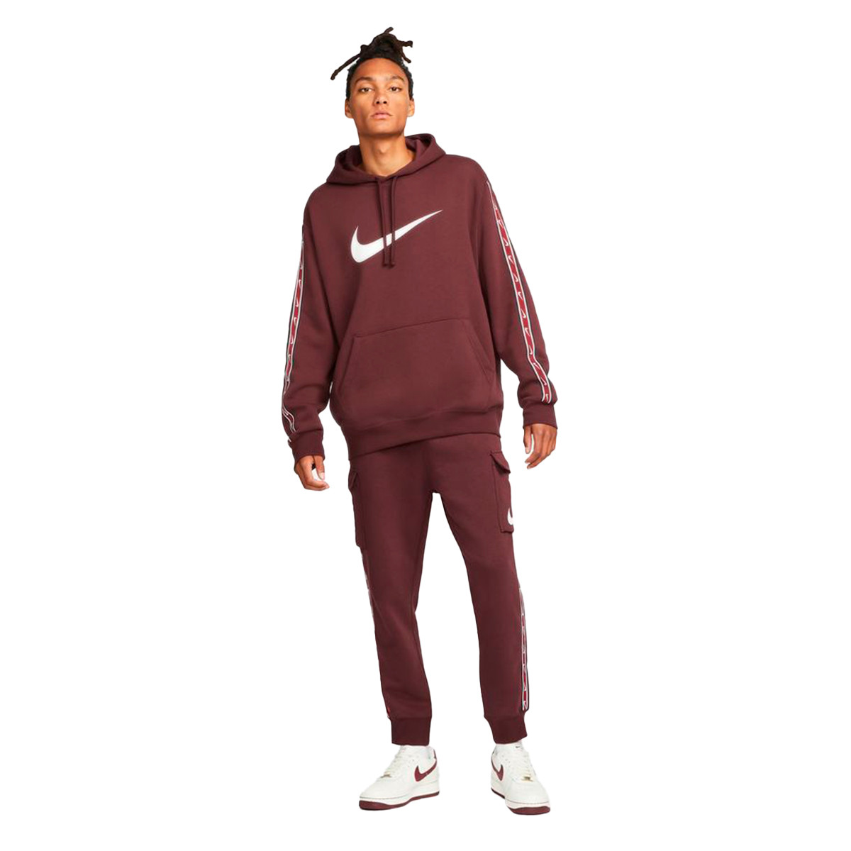 Sweatshirt Nike Sportswear Repeat Swoosh Fleece Burgundy Crush-White -  Fútbol Emotion